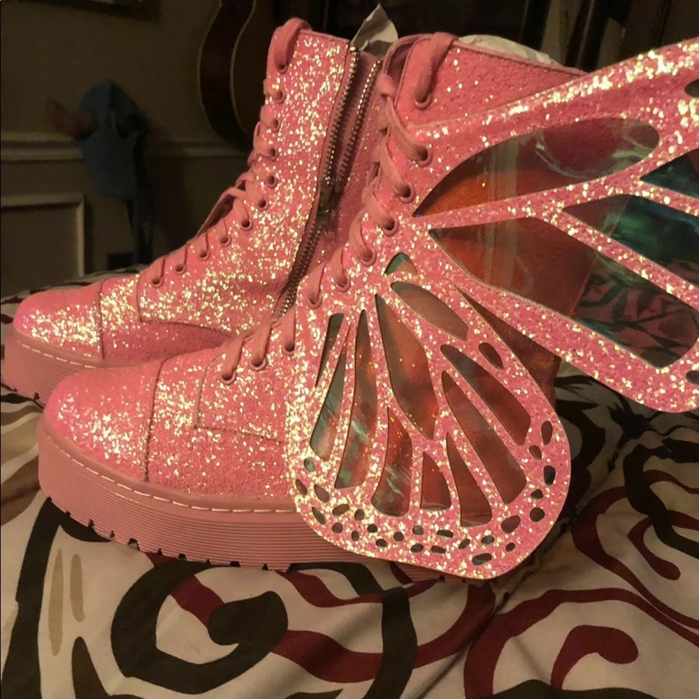 SOLD - Dolls Kill Club Exx Butterfly Boots - Picture 3 of 8